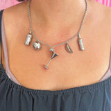 Martini Charm Necklace- Silver