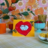 Heart Pillow Cat Card