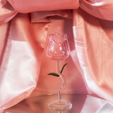 Pink Rose Wine Glass