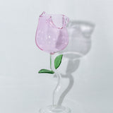 Pink Rose Wine Glass