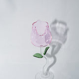 Pink Rose Wine Glass