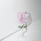 Pink Rose Wine Glass